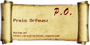 Preis Orfeusz névjegykártya